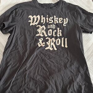 Chaser Men’s XL Graphic Tee “Whiskey and Rock & Roll” Grey T-Shirt